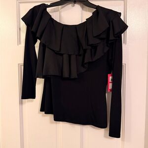 Elegant Black Ruffled Women's Top
